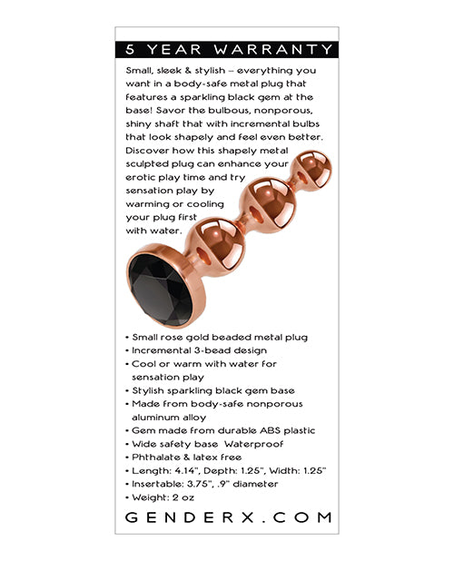 Gender X Gold Digger Anal Plug - Small - Rose Gold/Black