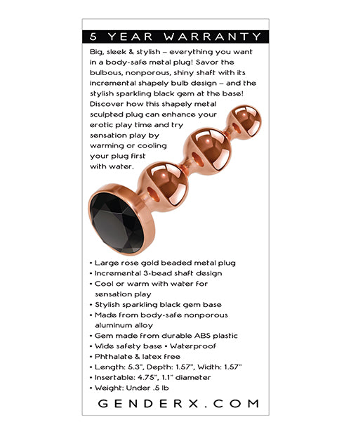 Gender X Gold Digger Anal Plug - Large - Rose Gold/Black