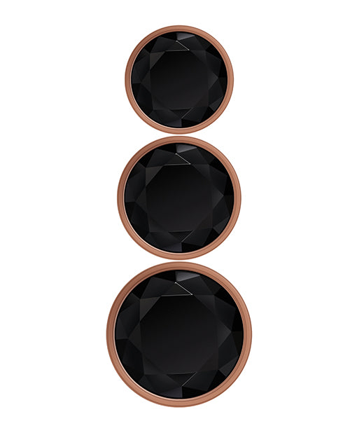 Gender X Gold Digger Set Anal Plugs (3 piece set) - Rose Gold/Black