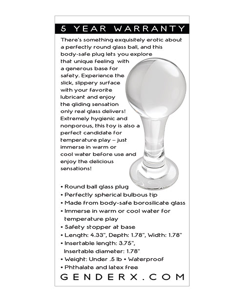 Gender X The Baller Glass Anal Plug - Clear