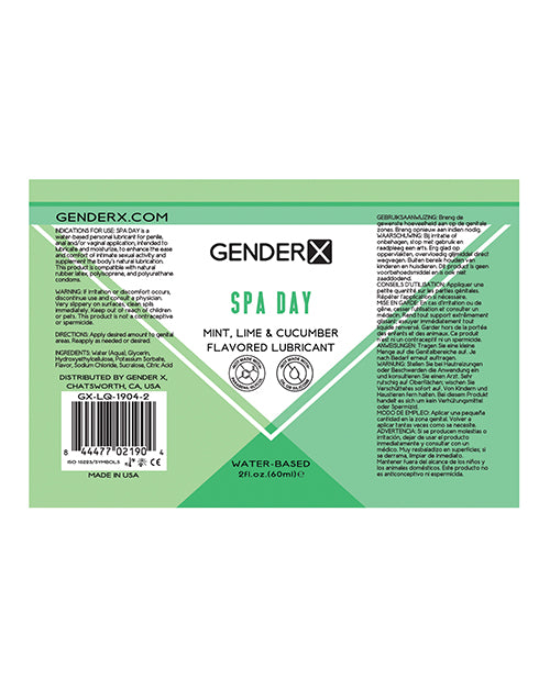Gender x Spa Day Water Based Flavored Lubricant 2oz - Mint