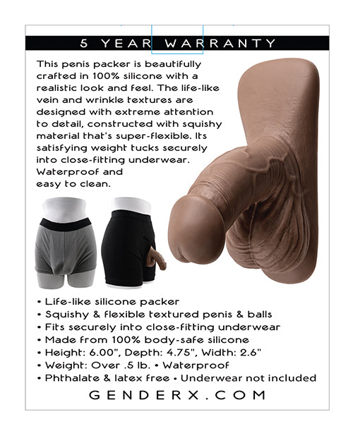 Gender X Silicone Packer Dildo 4in - Chocolate