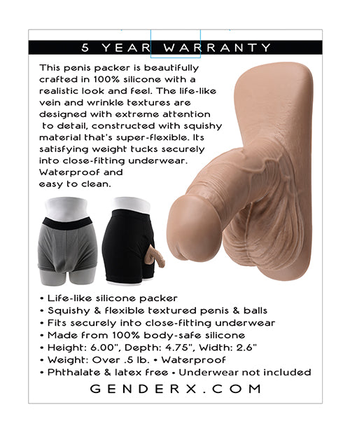 Gender X Silicone Packer Dildo 4in - Caramel