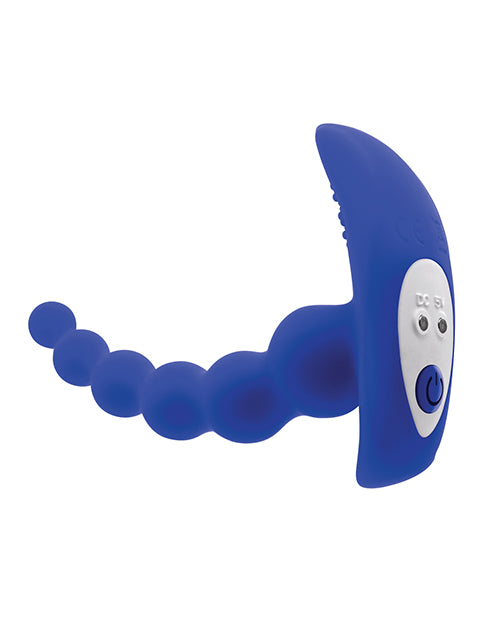 Gender X Beaded Pleasure Rechargeable Silicone Anal Beads with Remote Control - Blue