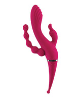 Gender X Four by Four Rechargeable Silicone Quadruple Stimulating Vibrator - Red