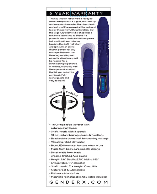 Gender X All In One Rechargeable Silicone Rabbit Vibrator - Purple