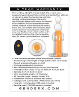 Gender X Orange Dream Silicone Rechargeable Beads with Remote Control - Clear/Orange