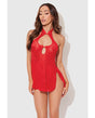 Dragon Mesh & Applique Chemise w/G-String 2 pc Set - Red XL