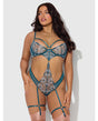 Nova Lace Teddy w/Garters - Jade Blue 3X/4X