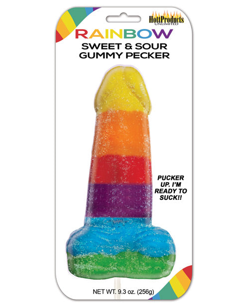 Rainbow Sweet & Sour Jumbo Gummy Cock Pop