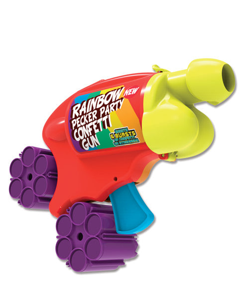 Rainbow Pecker Confetti Gun with 2 Multicolor Confetti Cartridges