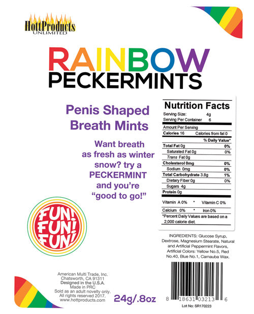 Rainbow Peckermints Breath Mints .8 Ounce Tin