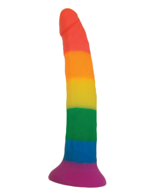 Rainbow Power Drive Strap On Dildo with Harness 7in - Multicolor