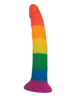 Rainbow Power Drive Strap On Dildo with Harness 7in - Multicolor