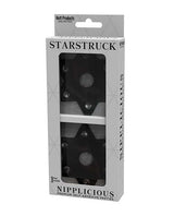 Nipplicious Starstruck Leather Pasties w/Studs & Nipple Hole - Black
