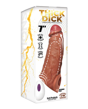 Skinsations Thick Dick Vibrating Sleeve w/Remote Control Multi-Function - Caramel