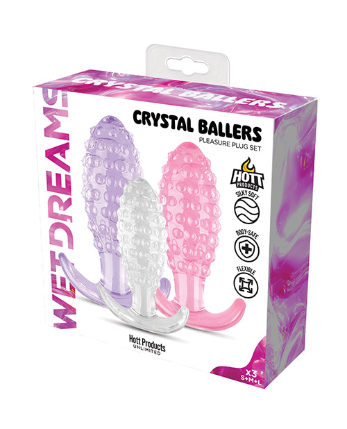 Wet Dreams Crystal Ballers Anal Plugs 3 Pack