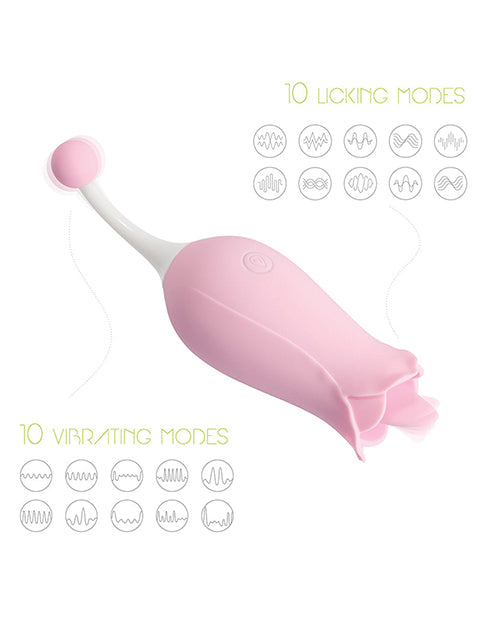 Dora Rose Toy Clit Vibrator & Tongue Licker - Pink