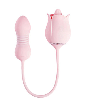 Fiona Plus Rose Clit Licking Stimulator & Thrusting Egg - Pink