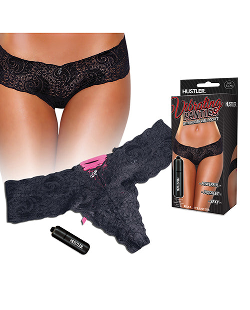 Hustler Vibrating Panties w/Bullet Black M/L