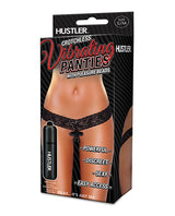 Hustler Vibrating Panties w/Hidden Vibe Pocket, Bullet & Stimulation Beads Black S/M