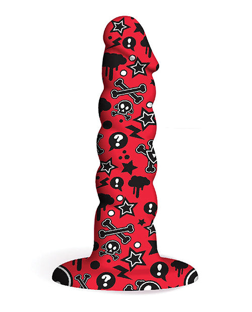 Collage Goth Girl Twisted Silicone Dildo - Red