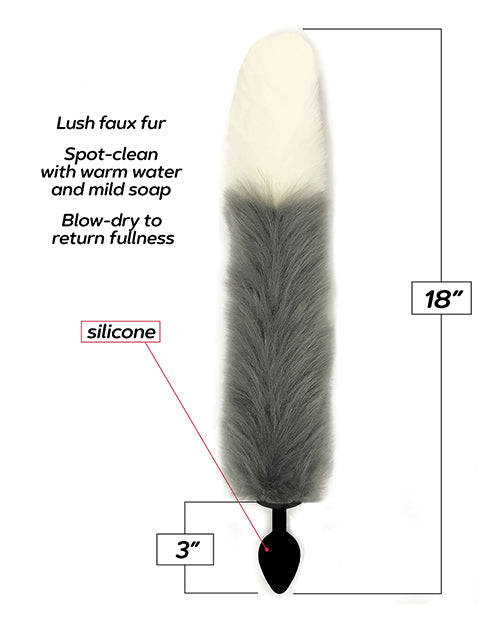 Foxy Silicone Fox Tail Butt Plug - Silver
