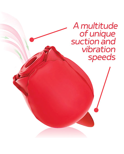 Wild Rose and Tongue Rechargeable Silicone Clitoral Stimulator with Suction - Red