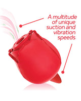 Wild Rose and Tongue Rechargeable Silicone Clitoral Stimulator with Suction - Red