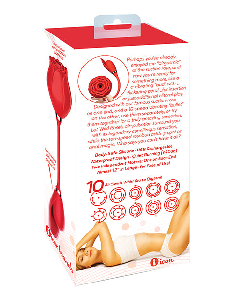 Wild Rose and Bullet Rechargeable Silicone Clitoral Stimulator with Suction - Red