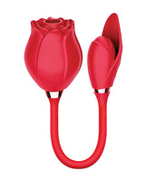 Wild Rose and Bullet Rechargeable Silicone Clitoral Stimulator with Suction - Red