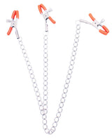 Orange Is The New Black Triple Your Pleasure Nipple and Clitoral Clamps with Chain - Orange