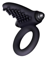 The 9`s - S-Bullet Ring Tongue Silicone Vibrating Cock Ring - Black