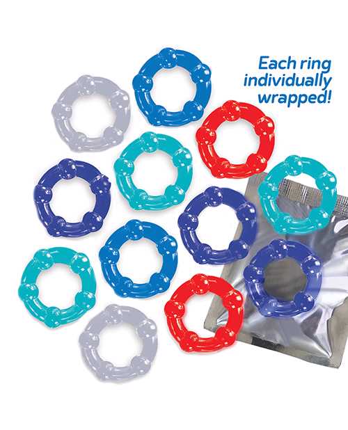 The 9`s - Baller`s Dozen Beaded Cockrings (12 per Pack) - Assorted Colors