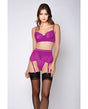 Soft Lace Bra, High Waist Satin & Mesh Garterbelt & G-String Fuchsia XL