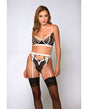 Long Line Bra w/Strappy Garter & Lace G-String Pink/Black LG
