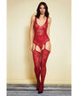 Mas Vino Lace Bodystocking Burgundy O/S