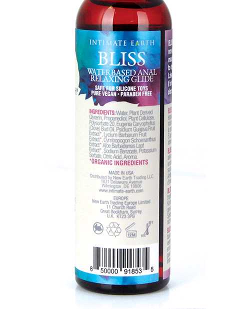 Intimate Earth Bliss Anal Relaxing Water Based Glide Lubricant 4oz