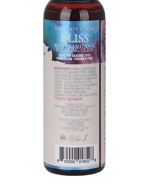 Intimate Earth Bliss Anal Relaxing Water Based Glide Lubricant 2oz