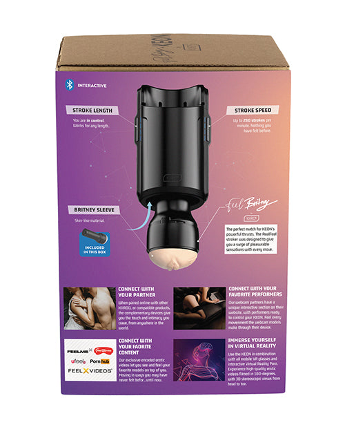 Kiiroo Keon and Feel Britney Interactive Masturbator Combo Set - Pussy - Black/Vanilla