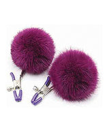 Sexy AF Nipple Clamps Puff Balls - Purple