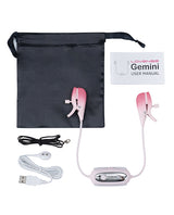 Lovense Gemini Rechargeable Silicone App-Control Nipple Clamps - Pink