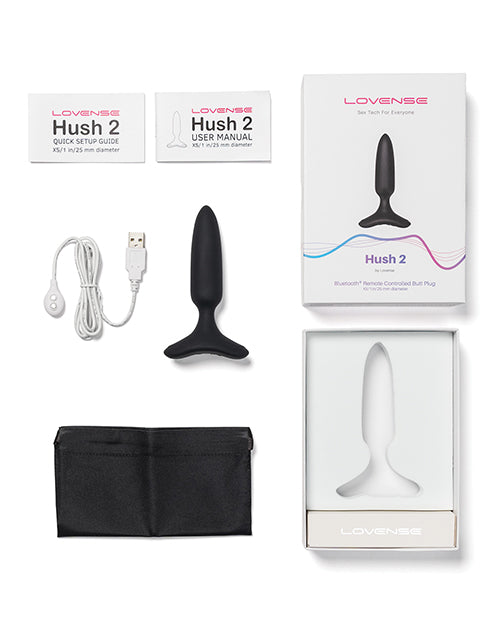 Lovense Hush 2 Rechargeable App Compatible Silicone Vibrating Anal Plug 1in - Black