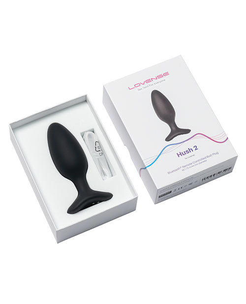 Lovense Hush 2 Rechargeable App Compatible Silicone Vibrating Anal Plug 1.75in - Black