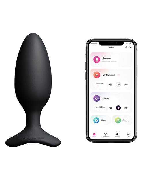 Lovense Hush 2 Rechargeable App Compatible Silicone Vibrating Anal Plug 1.75in - Black