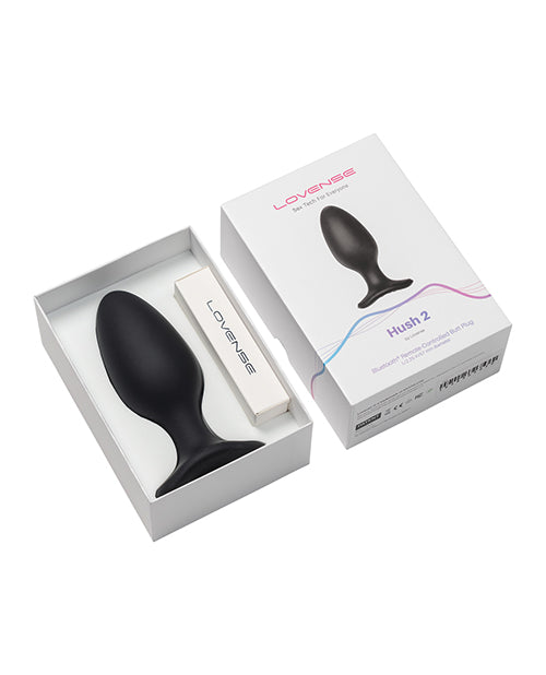 Lovense Hush 2 Rechargeable App Compatible Silicone Vibrating Anal Plug 2.25in - Black