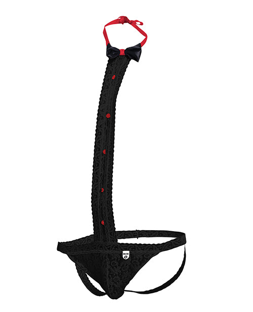 Male Basics Tuxedo Lace Jockstrap Black S/M