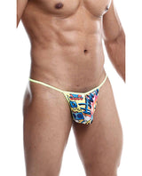 Male Basics Sinful Hipster Wow T Thong G-String Yellow Print LG