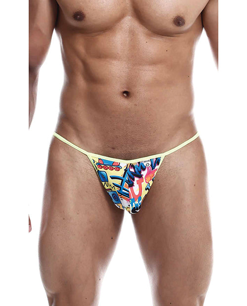 Male Basics Sinful Hipster Wow T Thong G-String Yellow Print LG