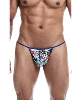 Male Basics Sinful Hipster Music T Thong G-String Blue Print LG